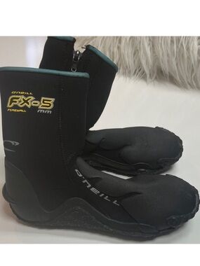 O'Neill Black Neoprene Water Boots with Teal Trim
